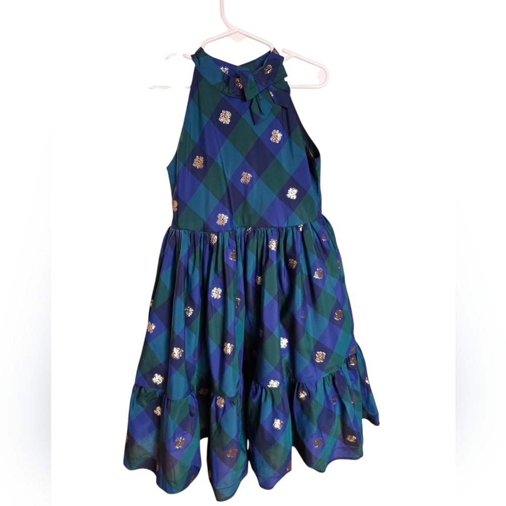 Janie and Jack Navy and Teal Plaid Dress